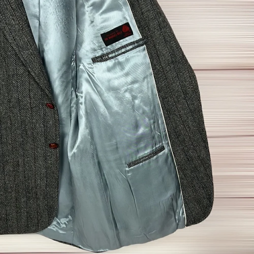 Boston Traders Men's Gray Wool Tweed Single Breasted Lined Sports Coat Blazer